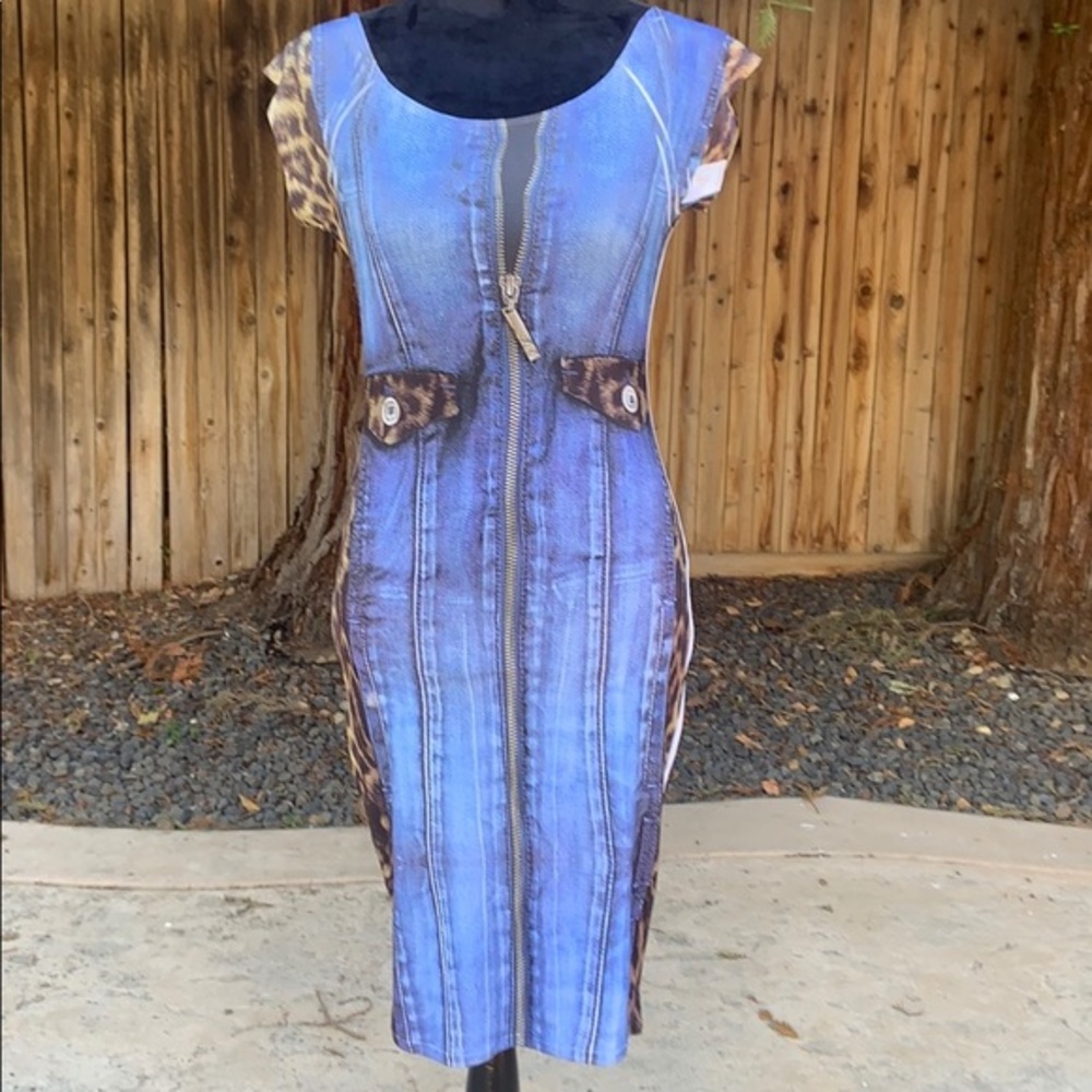Cleo Apparel stretchy photo realistic dress